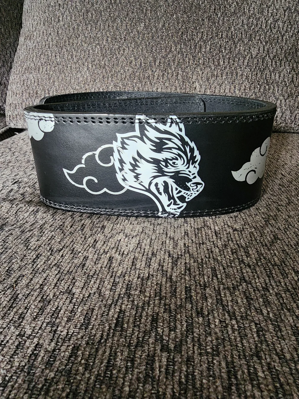 Darc Sport Naruto Black Weightlifting Belt with White Wolf Graphic - Small